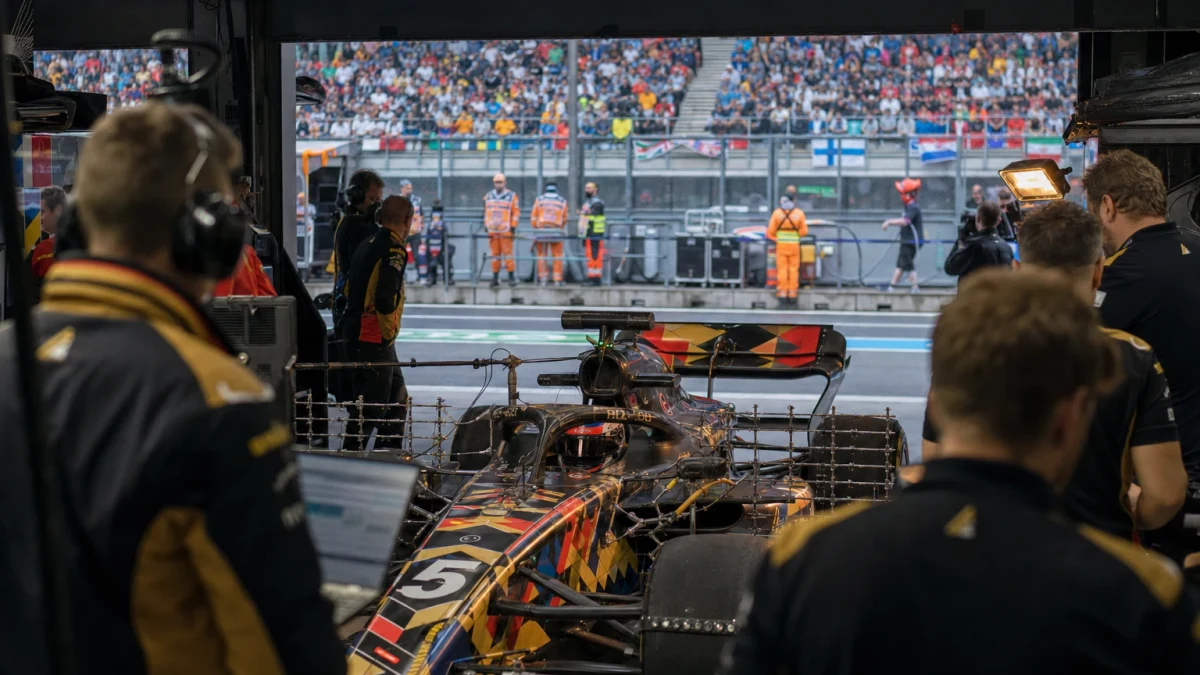Formelbil på bana under sprinthelg vid Miamis GP.
