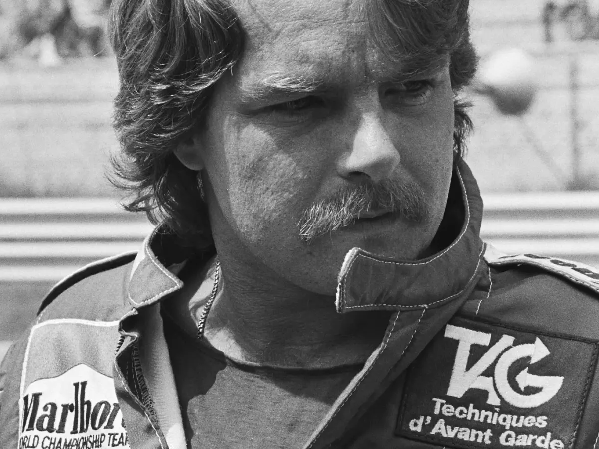 Porträtt av Keke Rosberg under Nederländernas Grand Prix 1982